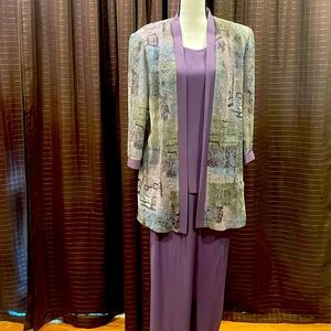 Lavender and tan pantsuit